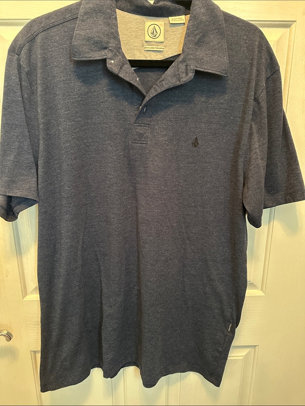 Volcom Men's Polo Shirt - Heather Navy Blue Size XL